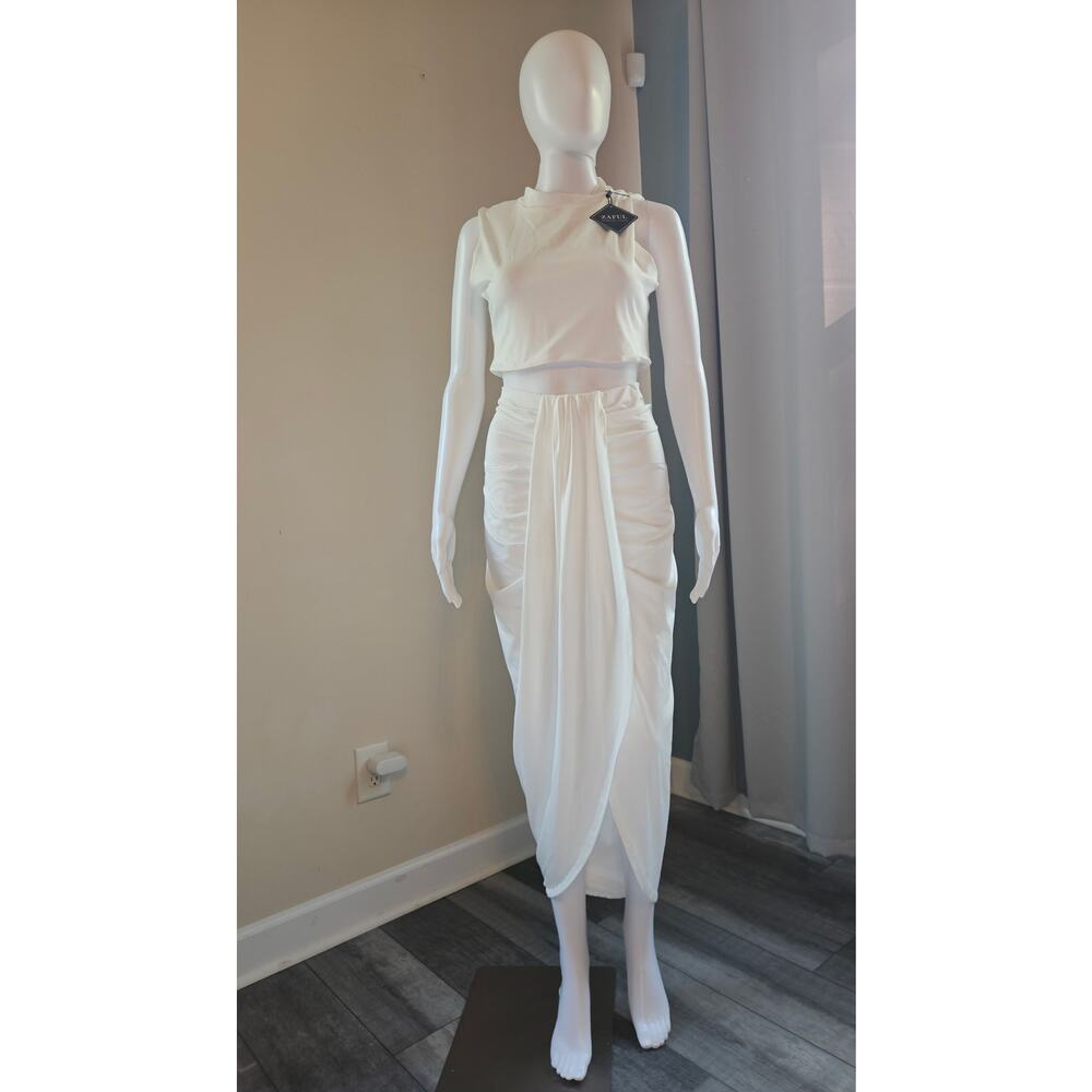 Ivory Luxe Draped Two-Piece Skirt Set